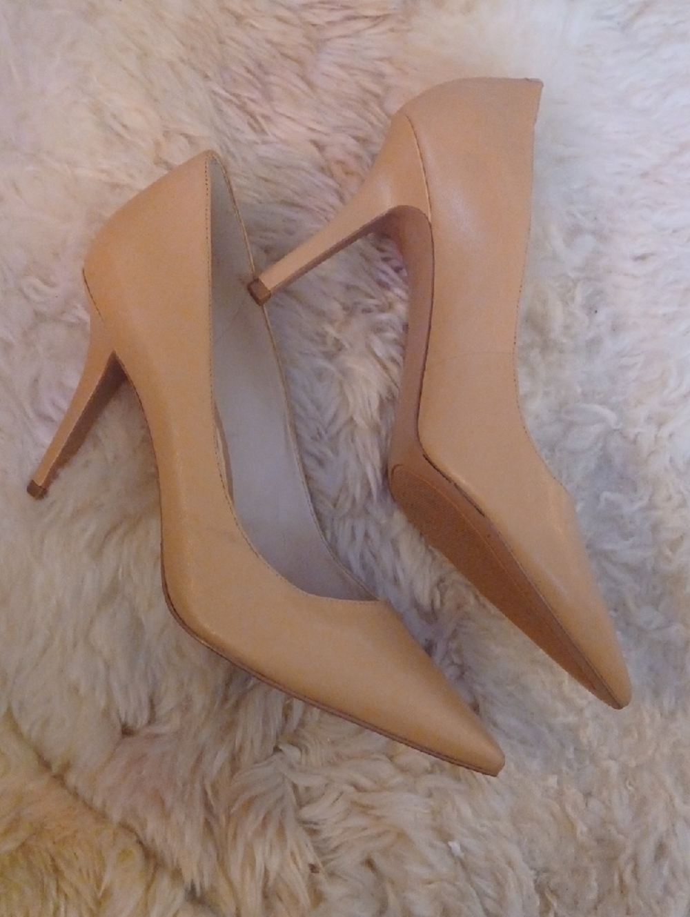 NINE WEST TAN LRATHER Pointed Toe Stiletto Pumps 10